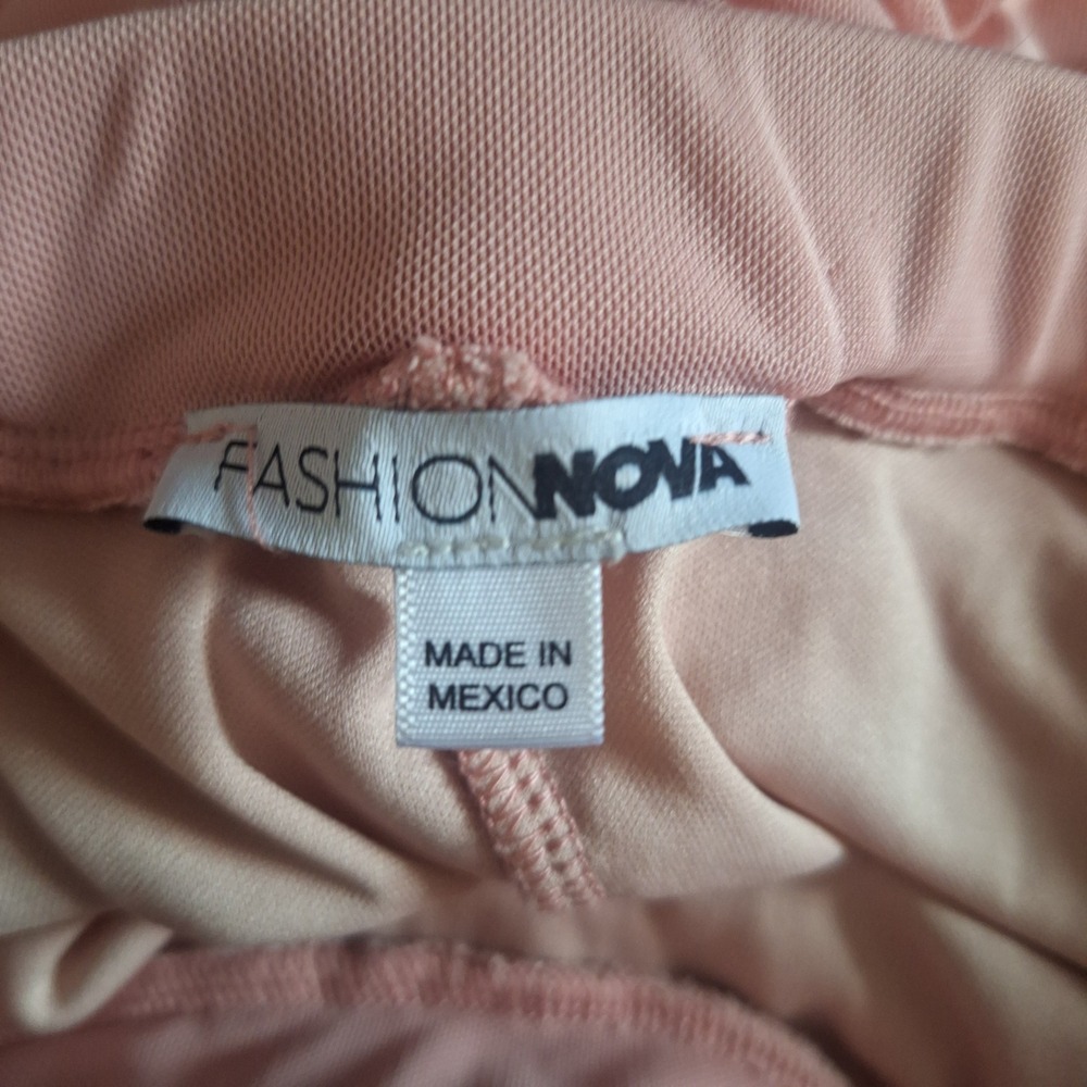 Fashion Nova Pink Ruched Mesh 2 Piece Set Crop Top Midi Skirt Size Small - Picture 5 of 6